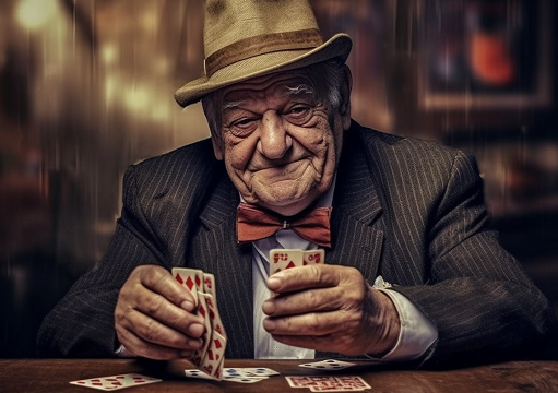 starszy mężczyzna grający w karty